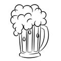 Beer mug froth sketch isolated