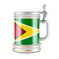 Beer mug with Guyanese flag, 3D rendering