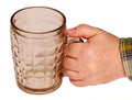 Beer mug in his hand. Royalty Free Stock Photo