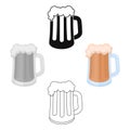Beer mug icon in cartoon,black style isolated on white background. Oktoberfest symbol stock vector illustration.