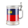 Beer mug with Liechtensteiner flag, 3D rendering