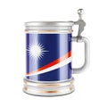 Beer mug with Marshallese flag, 3D rendering