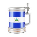 Beer mug with Nicaraguan flag, 3D rendering