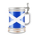 Beer mug with Scottish flag, 3D rendering