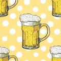 Beer mug seamless pattern, hand drawing abstract designs, generated ai Royalty Free Stock Photo