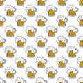 Beer Mug Seamless Pattern, Hand Drawn doodle background. Vector illustration