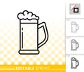 Beer Mug simple bar ware black line vector icon Royalty Free Stock Photo
