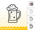 Beer Mug simple black line tall glass vector icon