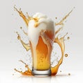 Beer mug splash. A glasses of beer on white background Royalty Free Stock Photo