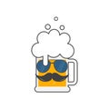 Beer mug with sunglasses and a mustache.