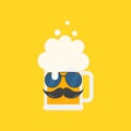 Beer mug with sunglasses and a mustache.