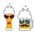 Beer mug with sunglasses and a mustache.