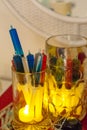 Beer mug with syringe alcohol shots, colorful ideas for Halloween thematic party