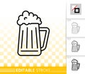 Beer Mug simple black jug line pub bar vector icon Royalty Free Stock Photo