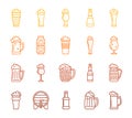 Beer Mug simple color line icon pub bar vector set Royalty Free Stock Photo