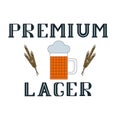 Premium lager wheaten beer, beer mug icon on a white background