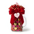 Beer mug wrapped up as valentines day gift present on white background Royalty Free Stock Photo