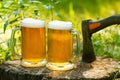 Beer mugs cheers Royalty Free Stock Photo