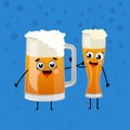 Beer mugs with foam animation characters