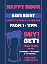 Beer night party happy hour poster flyer social media post design