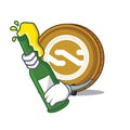 With beer Nxt coin mascot cartoon