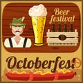 Beer Oktoberfest concept, cartoon style