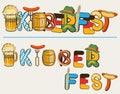 Beer oktoberfest lettersl.Vector text illustration