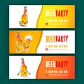 Beer party cartoon invitation banners, Oktoberfest Royalty Free Stock Photo
