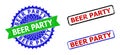BEER PARTY Rosette and Rectangle Bicolor Seals with Corroded Surfaces Royalty Free Stock Photo