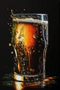 Beer pint wall art. Glass of craft lager, gold on black painting for bar and pub interior Royalty Free Stock Photo