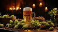 beer pint weith green hops
