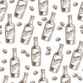 Beer and pistachio, snack and alcoholic beverage seamless pattern