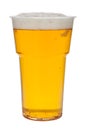 Beer in a plastic cup isolated on a white background Royalty Free Stock Photo