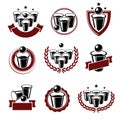 Beer pong collection labels and elements set. Collection icon beer pong . Vector Royalty Free Stock Photo