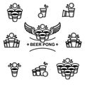 Beer pong collection labels and elements set. Vector Royalty Free Stock Photo