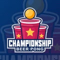 Beer pong party logo or game label. Beer pong modern poster illustration.Beer Pong Tournament logo Royalty Free Stock Photo
