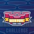 Beer pong party logo or game label. Vector illustration Royalty Free Stock Photo