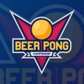 Beer pong party logo or game label. Vector illustration Royalty Free Stock Photo