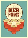 Beer Pong typographical vintage grunge style poster. Retro vector illustration. Royalty Free Stock Photo