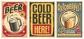 Beer posters advertisements vector set Royalty Free Stock Photo