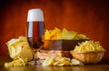 Beer and Potato Snacks Royalty Free Stock Photo