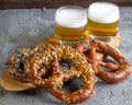 Beer and pretzel. Royalty Free Stock Photo