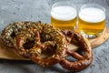 Beer and pretzel. Royalty Free Stock Photo