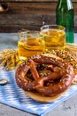 beer and pretzel. Royalty Free Stock Photo