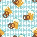 Beer and pretzels seamless pattern Royalty Free Stock Photo