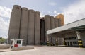 Beer processing and storage silos in beer factory Royalty Free Stock Photo