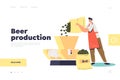 Beer production concept of landing page: professional brewer adding hop to produce brewing beer