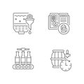 Beer production pixel perfect linear icons set