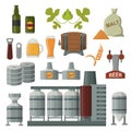 Beer production set. Royalty Free Stock Photo