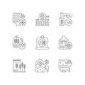 Beer production technology pixel perfect linear icons set